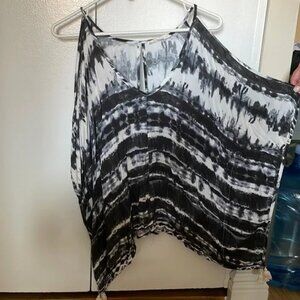 Tie Dye Black Poncho Large